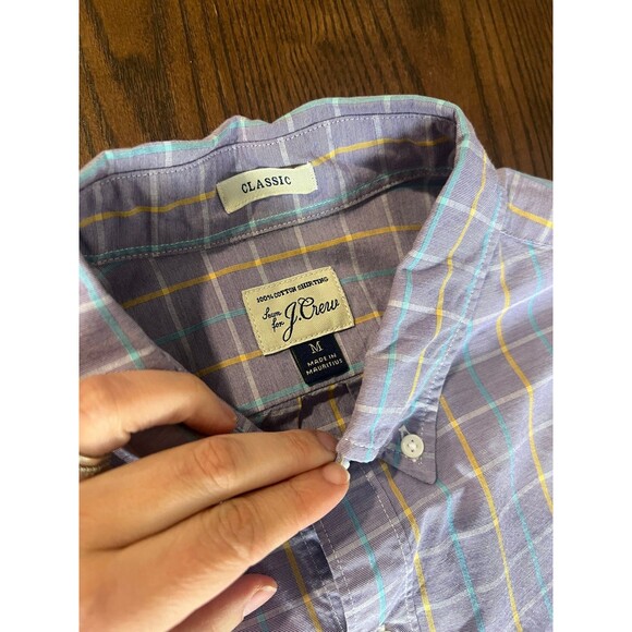 J.Crew Classic Fit Button Down Shirt Men’s Medium Purple Plaid 100% Cotton Casua - Picture 2 of 5